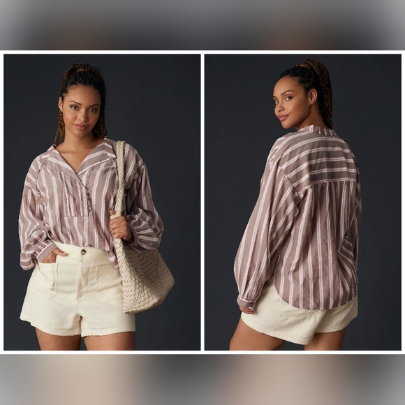 Anthropologie Tops - EUC Anthropologie Pilcro Plus Size Long-Sleeve Popover Top